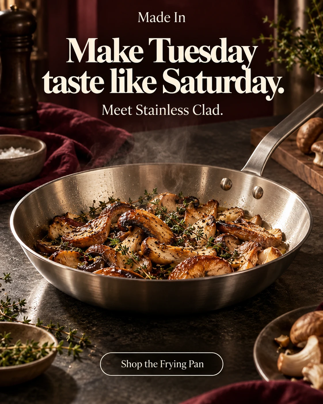 Independent Made In cookware advertising concept from Ashley’s portfolio
